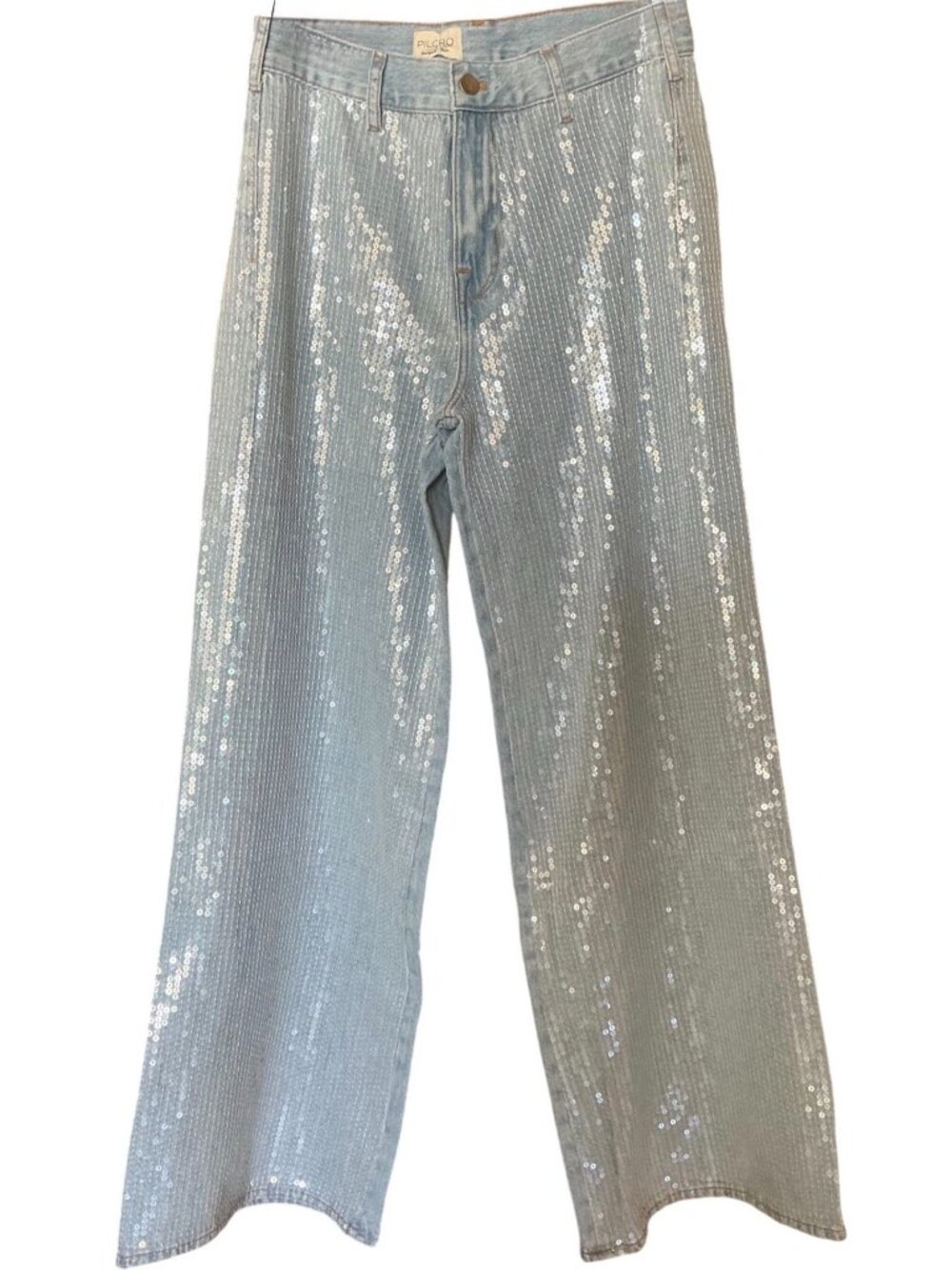 Pilcro Sequin Skater High-Rise Wide-Leg Jeans Size 27 New - Picture 3 of 16
